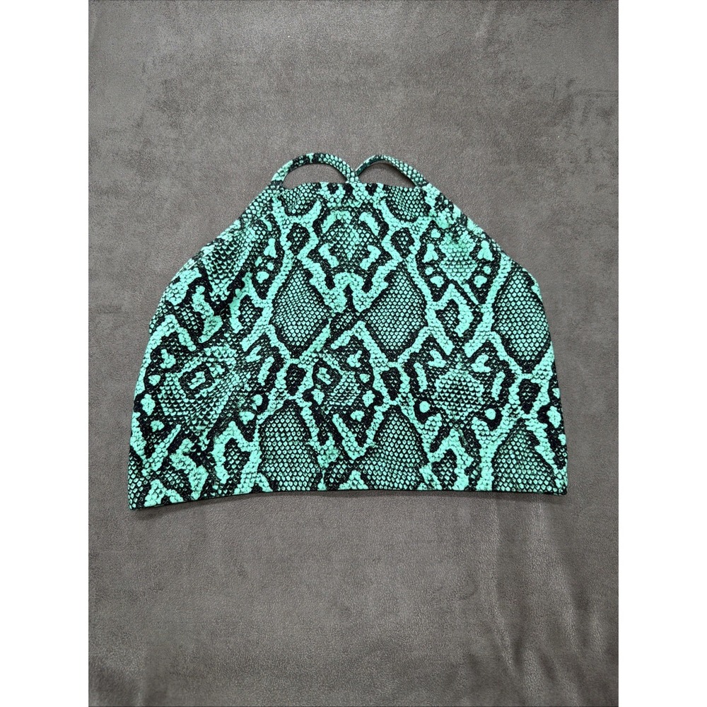 LiCi Fit Boa Teal Green Criss Cross Crop Top Size Small